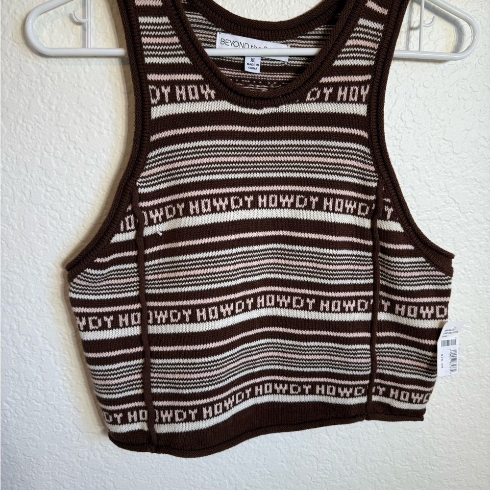 BEYOND THE RADAR WOMEN'S HOWDY STRIPE KNIT SWEATER CROPPED TANK TOP boot barn - Picture 6 of 11